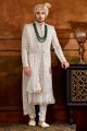 White Art Silk Mens Sherwani (NMK-6375)