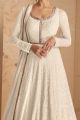 White Faux Georgette Anarkali Salwar Suit (NWS-6934)