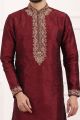 Wine Art Banarasi Silk Kurta Pajama (NMK-7021)