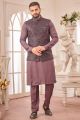 Wine Art Silk Nehru Jacket (NMK-8000)