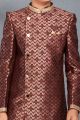 Wine Banarasi Brocade Boys Sherwani (NKK-728)