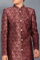 Wine Banarasi Brocade Kids Sherwani (NKK-733)