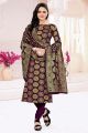 Wine Banarasi Silk Salwar Suit (NWS-6414)