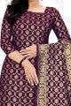 Wine Banarasi Silk Salwar Suit (NWS-6419)