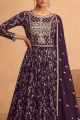 Wine Faux Georgette Anarkali Salwar Suit (NWS-7000)