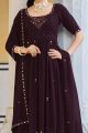 Wine Georgette Embroidered Salwar Suit (NWS-7010)