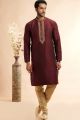 Wine Jaquard Art Silk Kurta Pajama (NMK-7915)