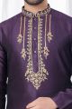 Wine Jaquard Kurta Pajama for Men (NMK-7816)