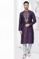 Wine Jaquard Kurta Pajama for Men (NMK-7816)