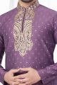 Wine Jaquard Mens Kurta Pajama (NMK-7804)