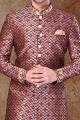 Wine Jaquard Mens Sherwani (NMK-6769)