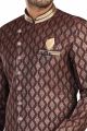 Wine Jaquard Semi Silk Brocade Indo Western (NMK-8098)