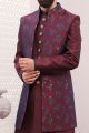 Wine Jaquard Silk Brocade Indo Western (NMK-5591)