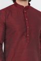 Wine Jaquard Silk Brocade Kurta (NMK-7747)