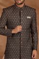 Wine Velvet Mens Sherwani (NMK-5792)