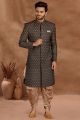 Wine Velvet Mens Sherwani (NMK-5792)