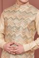 Yellow Art Banarasi Silk Nehru Jacket (NMK-7399)