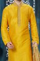 Yellow Art Dupion Mens Kurta Pajama (NMK-3835)