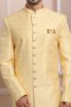 Yellow Art Silk Mens Indo Western (NMK-6205)