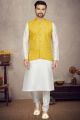 Yellow Art Silk Mens Nehru Jacket (NMK-6958)