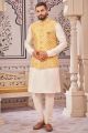 Yellow Art Silk Mens Nehru Jacket (NMK-7989)