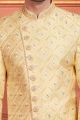 Yellow Art Silk Mens Sherwani (NMK-7899)