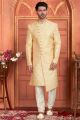 Yellow Art Silk Mens Sherwani (NMK-7899)