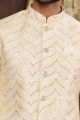 Yellow Art Silk Nehru Jacket for Men (NMK-7956)