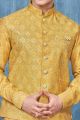 Yellow Art Silk Nehru Jacket (NMK-7351)