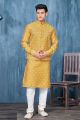 Yellow Art Silk Nehru Jacket (NMK-7351)