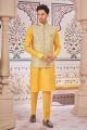 Yellow Art Silk Nehru Jacket (NMK-7988)