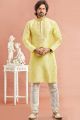 Yellow Banarasi Art Silk Kurta Pajama (NMK-7932)