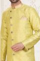 Yellow Banarasi Jaquard Indo Western for Men (NMK-6898)