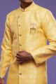 Yellow Banarasi Jaquard Indo Western for Men (NMK-7000)