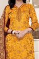 Yellow Banarasi Silk Salwar Suit (NWS-6375)