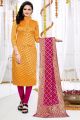 Yellow Banarasi Silk Salwar Suit (NWS-6404)