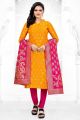 Yellow Banarasi Silk Salwar Suit (NWS-6410)