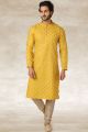 Yellow Cotton Casual Kurta Pajama (NMK-5660)