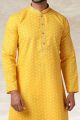 Yellow Cotton Kurta for Mens (NMK-5670)