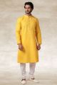 Yellow Cotton Kurta for Mens (NMK-5670)