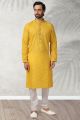 Yellow Cotton Kurtas for Men (NMK-5755)