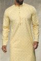 Yellow Cotton Mens Kurta Pajama (NMK-6146)