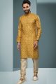 Yellow Cotton Mens Kurta Pajama (NMK-6229)