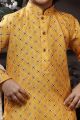 Yellow Cotton Printed Boys Kurta (NKK-744)