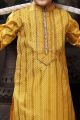 Yellow Cotton Printed Boys Kurta Pajama (NKK-763)