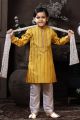 Yellow Cotton Printed Boys Kurta Pajama (NKK-763)