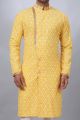 Yellow Cotton Printed Indo Western for Men (NMK-6944)