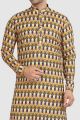 Yellow Cotton Printed Kurta Pajama (NMK-5724)