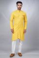 Yellow Cotton Printed Mens Indo Western (NMK-6940)