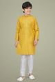 Yellow Cotton Silk Boys Kurta Pajama (NKK-711)